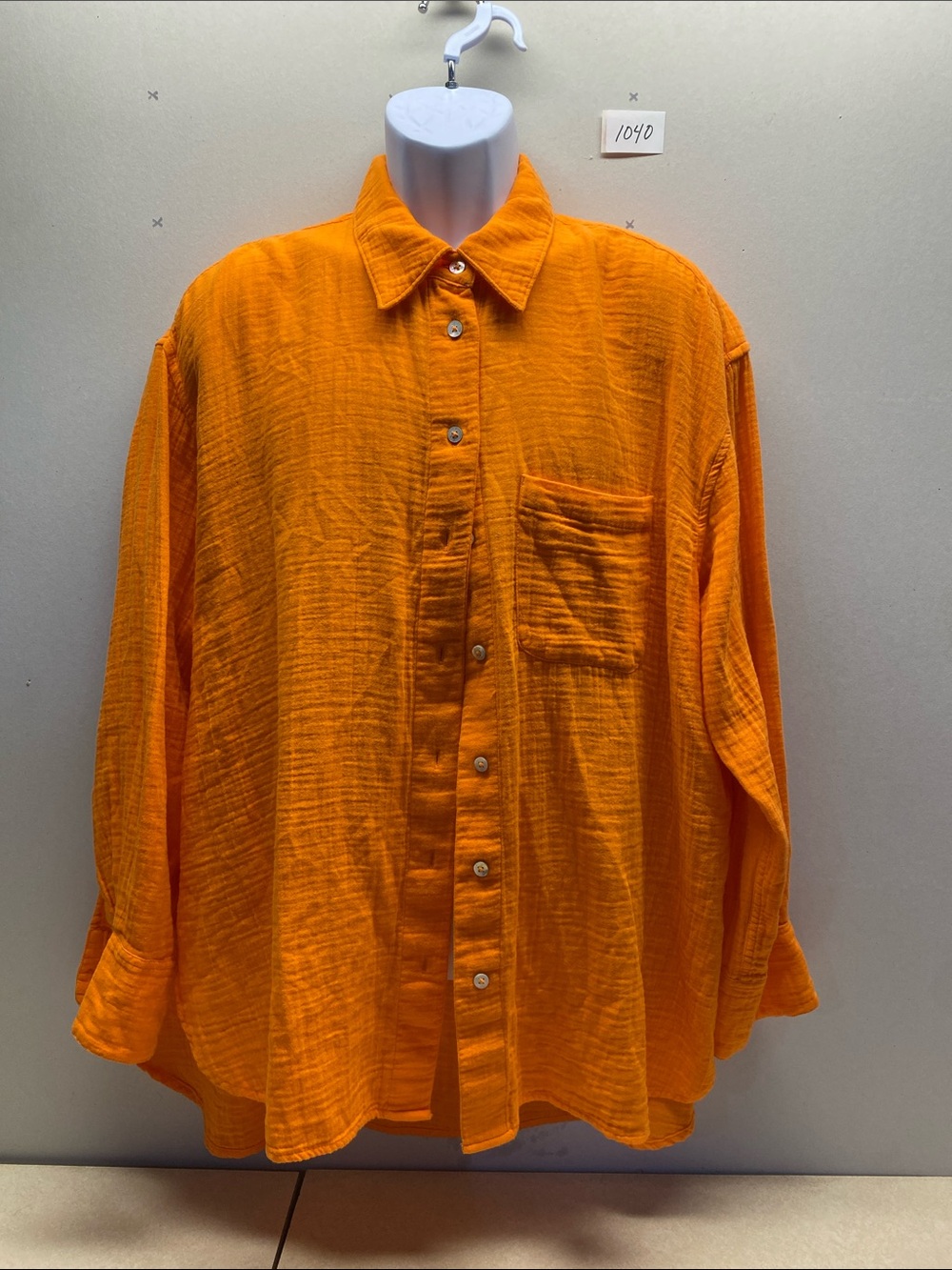 Lane Bryant Vibrant Orange Button-Front Lightweight Shirt